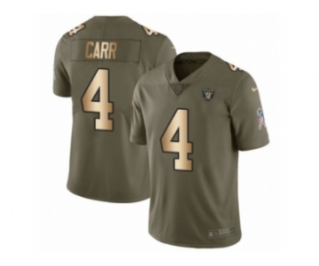 Men Nike Oakland Raiders #4 Derek Carr Limited Olive Gold 2017 Salute to Service NFL Jersey