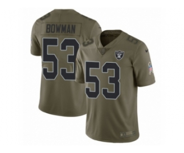 Men Nike Oakland Raiders #53 NaVorro Bowman Limited Olive 2017 Salute to Service NFL Jersey