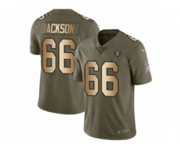 Men Nike Oakland Raiders #66 Gabe Jackson Limited Olive Gold 2017 Salute to Service NFL Jersey