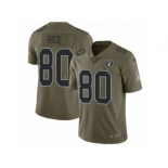 Men Nike Oakland Raiders #80 Jerry Rice Limited Olive 2017 Salute to Service NFL Jersey