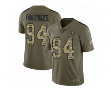 Men Nike Oakland Raiders #94 Eddie Vanderdoes Limited Olive Camo 2017 Salute to Service NFL Jersey