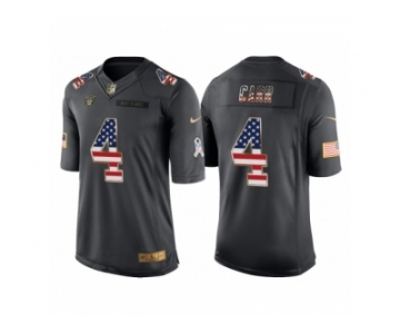 Men Oakland Raiders #4 Derek Carr Anthracite Salute to Service USA Flag Fashion Jersey