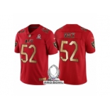 Men Oakland Raiders #52 Khalil Mack AFC 2017 Pro Bowl Red Gold Limited Jersey