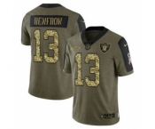 Men's Las Vegas Raiders #13 Hunter Renfrow 2021 Olive Camo Salute To Service Limited Stitched Football Jersey