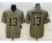 Men's Las Vegas Raiders #13 Hunter Renfrow 2022 Olive Salute To Service Limited Stitched Jersey