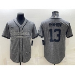 Men's Las Vegas Raiders #13 Hunter Renfrow Gray With Patch Cool Base Stitched Baseball Jersey