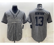 Men's Las Vegas Raiders #13 Hunter Renfrow Gray With Patch Cool Base Stitched Baseball Jersey