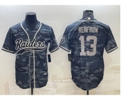 Men's Las Vegas Raiders #13 Hunter Renfrow Grey Camo With Patch Cool Base Stitched Baseball Jersey