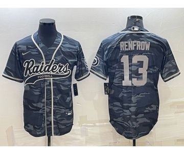 Men's Las Vegas Raiders #13 Hunter Renfrow Grey Camo With Patch Cool Base Stitched Baseball Jersey