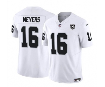 Men's Las Vegas Raiders #16 Jakobi Meyers White 2024 F.U.S.E 65th Anniversary Patch Vapor Stitched Football Jersey
