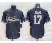 Men's Las Vegas Raiders #17 Davante Adams Black With Patch Cool Base Stitched Baseball Jersey