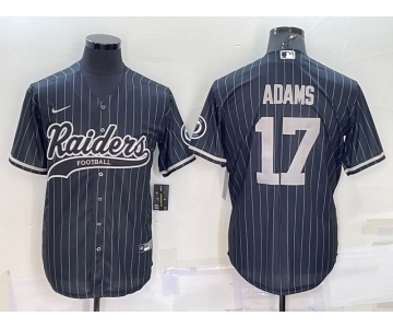 Men's Las Vegas Raiders #17 Davante Adams Black With Patch Cool Base Stitched Baseball Jersey