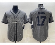 Men's Las Vegas Raiders #17 Davante Adams Gray With Patch Cool Base Stitched Baseball Jersey