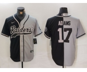 Men's Las Vegas Raiders #17 Davante Adams Grey Black Split Cool Base Stitched Baseball Jersey