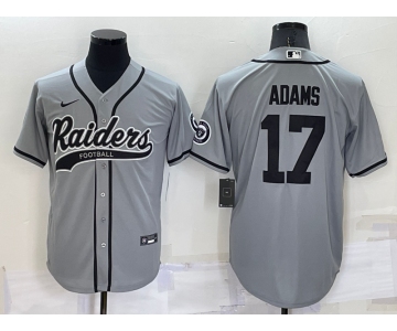 Men's Las Vegas Raiders #17 Davante Adams Grey Stitched MLB Cool Base Nike Baseball Jersey