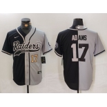 Men's Las Vegas Raiders #17 Davante Adams Number Grey Black Split Cool Base Stitched Baseball Jersey