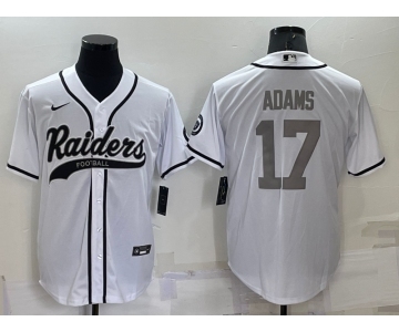 Men's Las Vegas Raiders #17 Davante Adams White Grey Stitched MLB Cool Base Nike Baseball Jersey