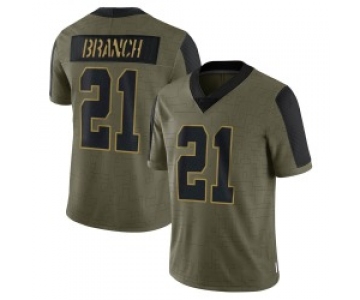 Men's Las Vegas Raiders #21 Branch 2021 Olive Camo Salute To Service Limited Stitched Football Jersey