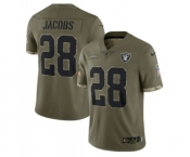 Men's Las Vegas Raiders #28 Josh Jacobs 2022 Olive Salute To Service Limited Stitched Jersey