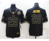 Men's Las Vegas Raiders #28 Josh Jacobs Black Golden Edition 60th Patch Stitched Nike Limited Jersey