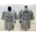 Men's Las Vegas Raiders #28 Josh Jacobs Grey Atmosphere Fashion Stitched Jersey