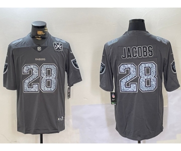 Men's Las Vegas Raiders #28 Josh Jacobs Grey Limited Stitched Jersey