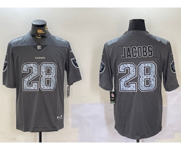 Men's Las Vegas Raiders #28 Josh Jacobs Grey Limited Stitched Jerseys