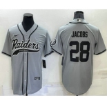 Men's Las Vegas Raiders #28 Josh Jacobs Grey Stitched MLB Cool Base Nike Baseball Jersey