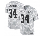 Men's Las Vegas Raiders #34 Bo Jackson 2024 Arctic Camo Salute To Service Limited Stitched Football Jersey