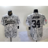 Men's Las Vegas Raiders #34 Bo Jackson 2024 Arctic Camo Salute To Service Stitched Baseball Jersey