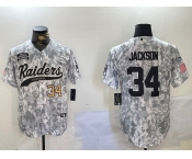 Men's Las Vegas Raiders #34 Bo Jackson 2024 Arctic Camo Salute To Service Stitched Baseball Jerseys