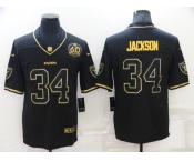 Men's Las Vegas Raiders #34 Bo Jackson Black Golden Edition 60th Patch Stitched Nike Limited Jersey