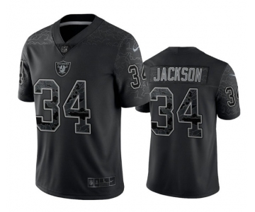 Men's Las Vegas Raiders #34 Bo Jackson Black Reflective Limited Stitched Football Jersey