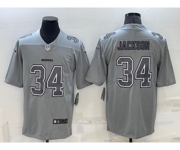 Men's Las Vegas Raiders #34 Bo Jackson Grey Atmosphere Fashion 2022 Vapor Untouchable Stitched Limited Jersey