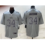 Men's Las Vegas Raiders #34 Bo Jackson LOGO Grey Atmosphere Fashion 2022 Vapor Untouchable Stitched Limited Jersey