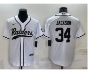 Men's Las Vegas Raiders #34 Bo Jackson White Stitched MLB Cool Base Nike Baseball Jersey