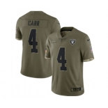 Men's Las Vegas Raiders #4 Derek Carr 2022 Olive Salute To Service Limited Stitched Jersey