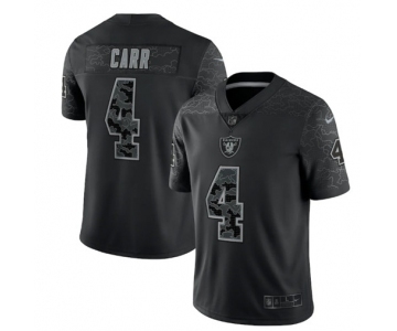 Men's Las Vegas Raiders #4 Derek Carr Black Reflective Limited Stitched Football Jersey