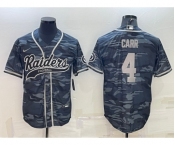 Men's Las Vegas Raiders #4 Derek Carr Grey Camo With Patch Cool Base Stitched Baseball Jersey