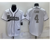 Men's Las Vegas Raiders #4 Derek Carr White Grey Stitched MLB Cool Base Nike Baseball Jersey