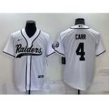 Men's Las Vegas Raiders #4 Derek Carr White Stitched MLB Cool Base Nike Baseball Jersey