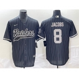 Mens Las Vegas Raiders #8 Josh Jacobs Black Cool Base Stitched Baseball Jersey