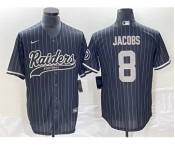 Men's Las Vegas Raiders #8 Josh Jacobs Black Cool Base Stitched Baseball Jersey