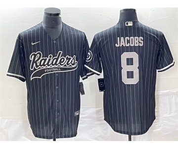 Men's Las Vegas Raiders #8 Josh Jacobs Black Cool Base Stitched Baseball Jersey