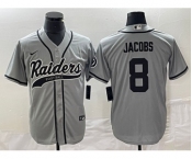 Men's Las Vegas Raiders #8 Josh Jacobs Gray Cool Base Stitched Baseball Jersey