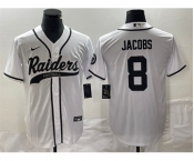 Men's Las Vegas Raiders #8 Josh Jacobs White Cool Base Stitched Baseball Jersey