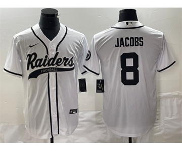 Men's Las Vegas Raiders #8 Josh Jacobs White Cool Base Stitched Baseball Jersey