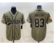 Men's Las Vegas Raiders #83 Darren Waller 2022 Olive Salute to Service Cool Base Stitched Baseball Jersey