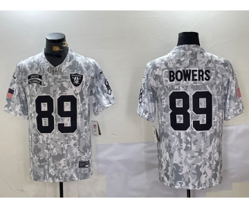 Men's Las Vegas Raiders #89 Brock Bowers 2024 Arctic Camo Salute To Service Limited Stitched Football Jersey