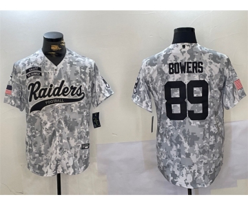 Men's Las Vegas Raiders #89 Brock Bowers 2024 Arctic Camo Salute To Service Stitched Baseball Jersey